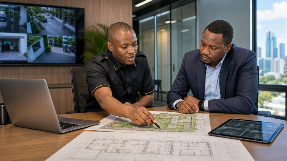 Sky Eye security consultant reviewing a site risk assessment